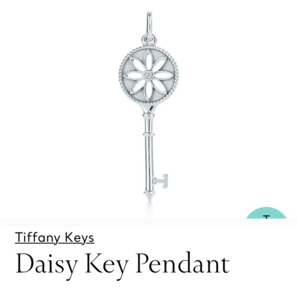 Tiffany and Co Diamond Key Pendant Sterling Silver